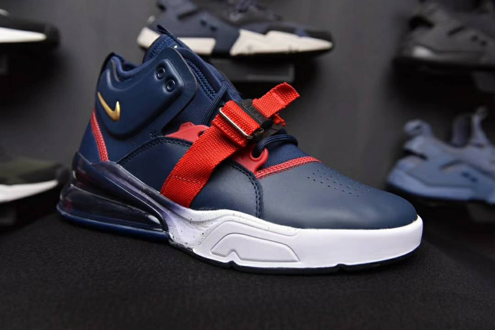 Nike Air Force 270 Mid Sea Blue Red Shoes - Click Image to Close